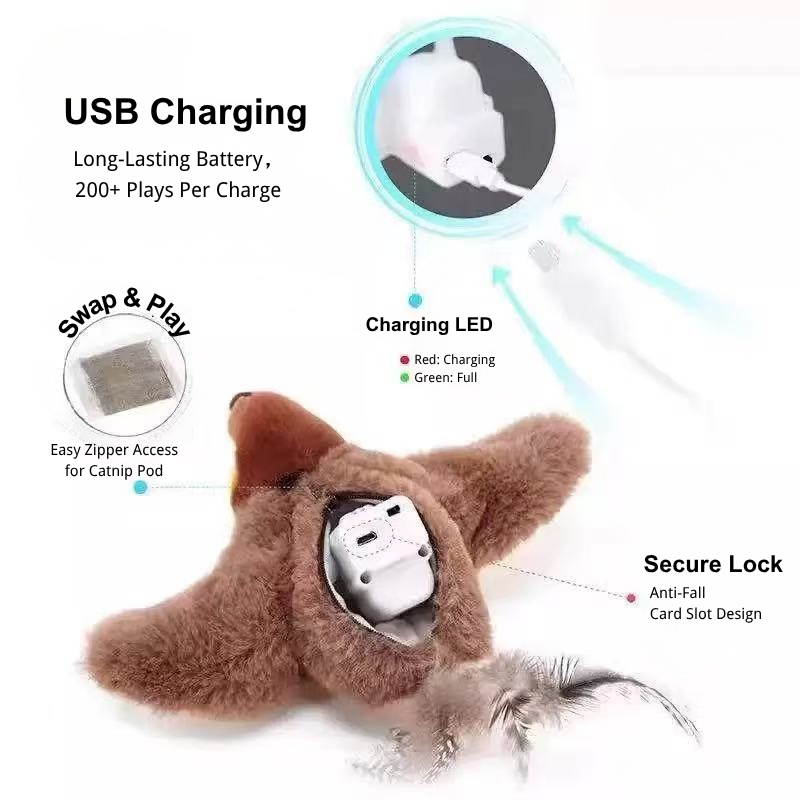 Hot-selling Electric Flapping Bird Cat Toy with Chirping Sound – Realistic Interactive Toy for Cats